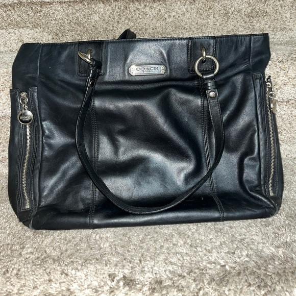 Black Leather Coach Bag - Picture 1 of 3